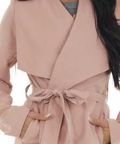 Style Melody Tea Rose Soft Lightweight Woven Trench Coat 36 Style Melody Tea Rose Soft Lightweight Woven Trench Coat