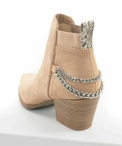 FORTUNE DYNAMIC Rich Latte Zip Up Booties With Chain Detail