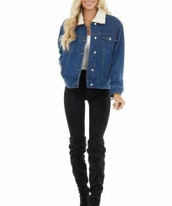 12PM Outerwear Denim Jacket With Red Buffalo Plaid Lining And Sherpa Collar 31 12PM Outerwear Denim Jacket With Red Buffalo Plaid Lining And Sherpa Collar