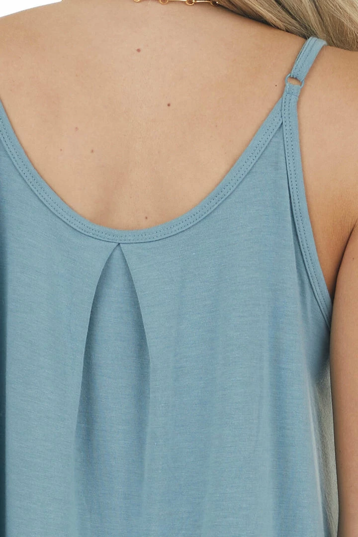 ZENANA Dusty Teal Sleeveless Knit Top With Pleated Neckline Tops 18 ZENANA Dusty Teal Sleeveless Knit Top With Pleated Neckline Tops