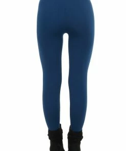 Leggings Mania Bottoms Navy Fleece Lined Knit Leggings With Elastic Waist