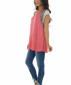 HEIMISH Tops Bright Punch Knit Top With Short Multiprint Raglan Sleeves 30 HEIMISH Tops Bright Punch Knit Top With Short Multiprint Raglan Sleeves