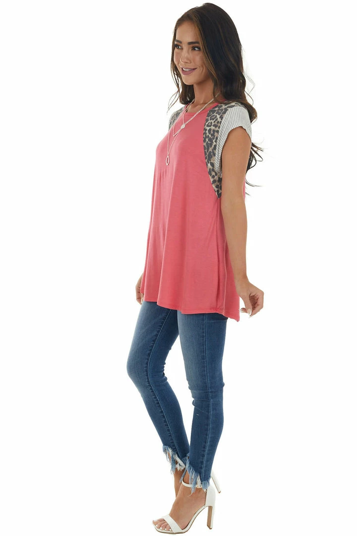 HEIMISH Tops Bright Punch Knit Top With Short Multiprint Raglan Sleeves 15 HEIMISH Tops Bright Punch Knit Top With Short Multiprint Raglan Sleeves