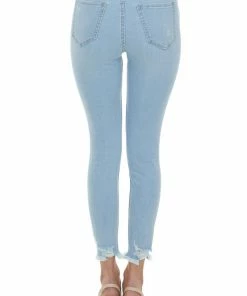 Cello Jeans Bottoms Light High Waisted Distressed Skinny Jeans