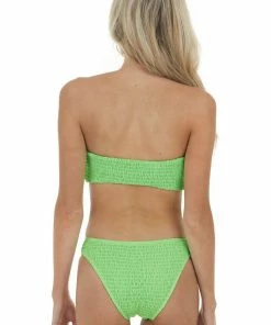 Envya Neon Lime Bandeau Smocked Bikini Set With Ladder Cut Outs 29 Envya Neon Lime Bandeau Smocked Bikini Set With Ladder Cut Outs