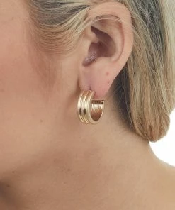 ART BOX Antique Gold Post Back Open Hoop Earrings