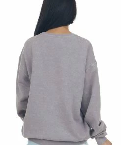 Sweet Claire Tops Vintage Grey 'Peace And Love' Graphic Sweater