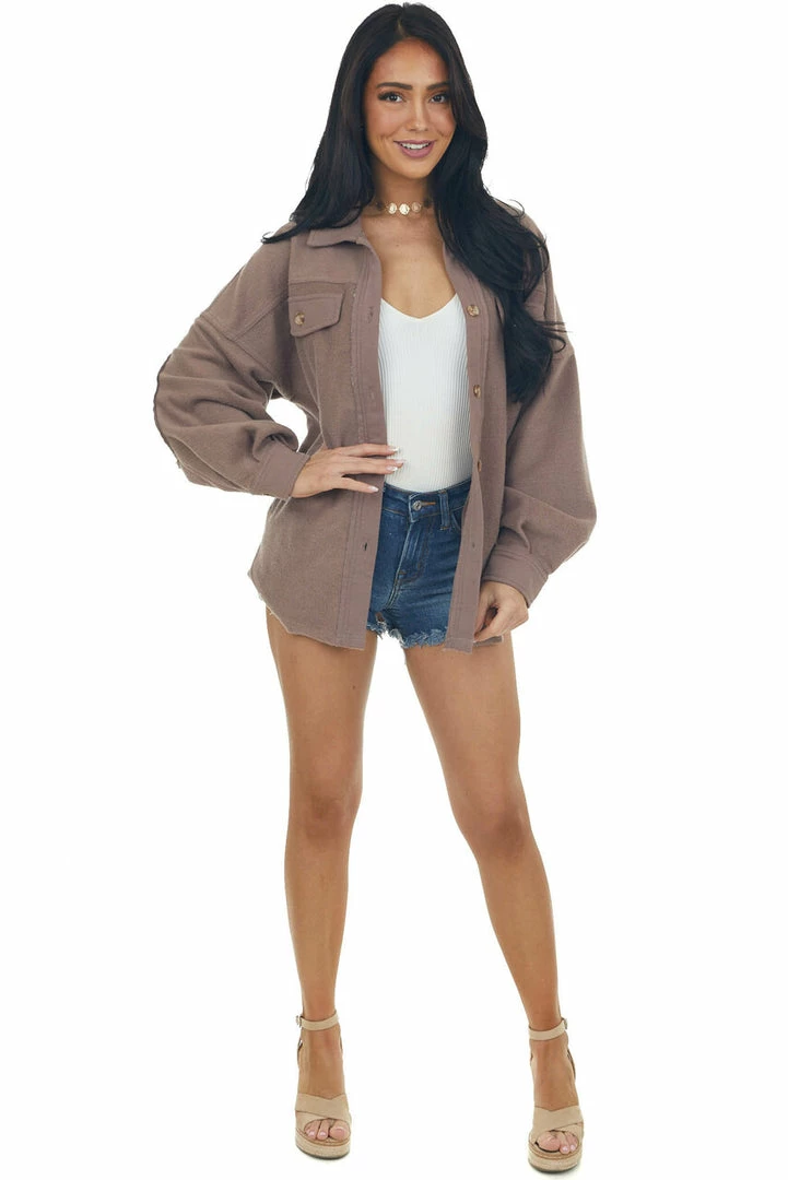 Cezele Tops Coffee Button Up Oversized Shirt Jacket 13 Cezele Tops Coffee Button Up Oversized Shirt Jacket