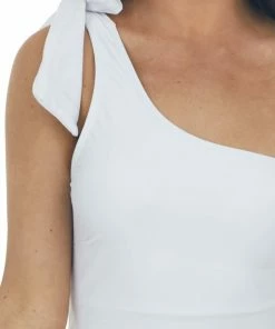 MARINA WEST SWIM White One Shoulder One Piece Swimsuit With Tie Detail 13 MARINA WEST SWIM White One Shoulder One Piece Swimsuit With Tie Detail