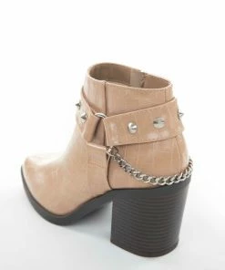 FORTUNE DYNAMIC Shoes Brown Sugar Crocodile Texture Heeled Booties