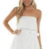Do + Be Dresses Off White Ruffle Strapless Wrap Skirt Romper