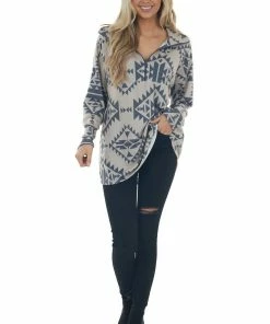 Now N Forever Tops Light Beige Soft Brushed Knit Aztec Print Top 27 Now N Forever Tops Light Beige Soft Brushed Knit Aztec Print Top