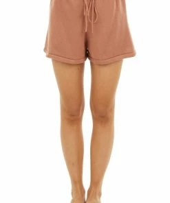 She + Sky Ginger Lightweight Sweater Shorts With Drawstring Waist