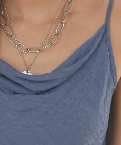 Blue Buttercup Tops Stormy Leopard Draped Neck Handkerchief Cami 15 Blue Buttercup Tops Stormy Leopard Draped Neck Handkerchief Cami