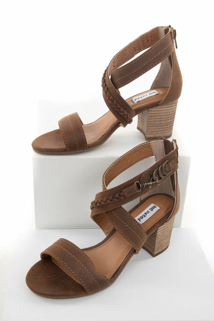 Brand Headquarters Walnut Criss Cross Strap Block Heel With Braided Detail Shoes 13 Brand Headquarters Walnut Criss Cross Strap Block Heel With Braided Detail Shoes