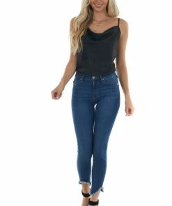 L Love Black Leopard Satin Cami With Cowl Neckline Tops 14 L Love Black Leopard Satin Cami With Cowl Neckline Tops