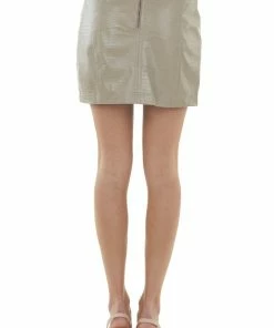 She + Sky Oatmeal Animal Texture Pleather Mini Skirt Bottoms