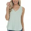 Heyson Sage Thermal Knit Tank Top With V Neckline Tops