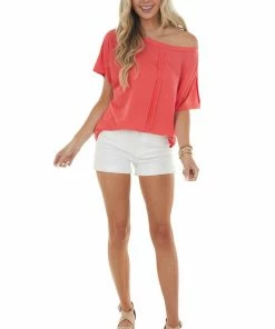 143 Story Punch Half Sleeve Knit Top With Raw Edge Seam Detail Tops 15 143 Story Punch Half Sleeve Knit Top With Raw Edge Seam Detail Tops