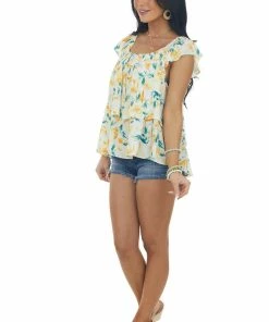 Ces Femme Amber Floral Print Ruffle Tiered Woven Top Tops 26 Ces Femme Amber Floral Print Ruffle Tiered Woven Top Tops