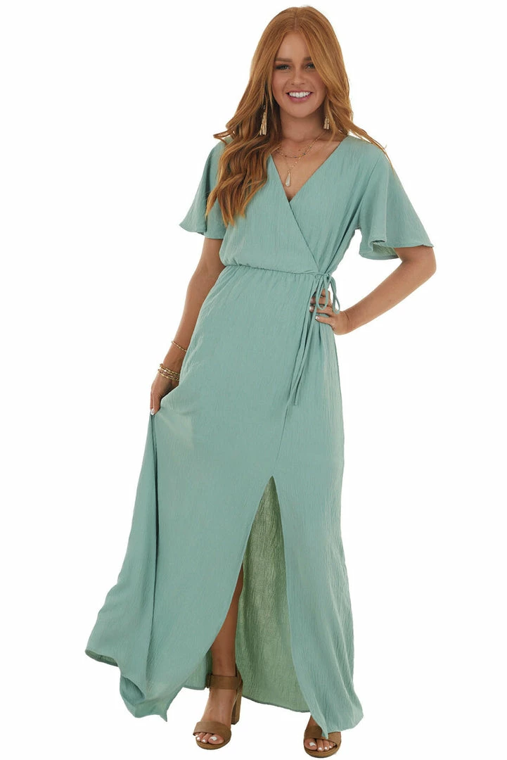 Vanilla Bay Light Juniper Surplice Maxi Dress With Slit 8 Vanilla Bay Light Juniper Surplice Maxi Dress With Slit