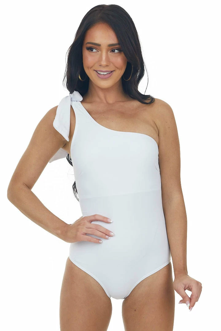 MARINA WEST SWIM White One Shoulder One Piece Swimsuit With Tie Detail 3 MARINA WEST SWIM White One Shoulder One Piece Swimsuit With Tie Detail