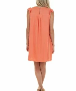 L Love Coral Babydoll Pintuck Yoke Mini Woven Dress 32 L Love Coral Babydoll Pintuck Yoke Mini Woven Dress