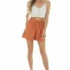 Staccato Tawny Orange Elastic Waist Shorts With Pockets