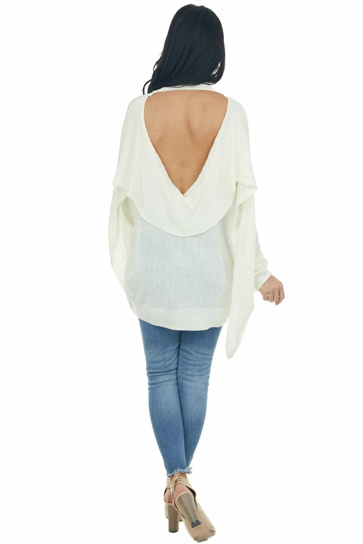 Fantastic Fawn Ivory Mock Neck Open Back Oversized Sweater Tops 18 Fantastic Fawn Ivory Mock Neck Open Back Oversized Sweater Tops