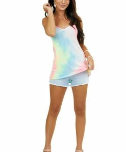 BiBi Bright Multicolor Tie Dye Print Super Soft Sleeveless Top