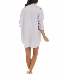 La Miel Tops Thistle Button Up Top With Frayed Edges Detail