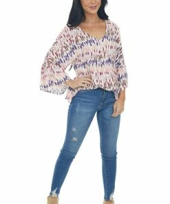 Andree Tops Tea Rose Multicolor Abstract Babydoll Top