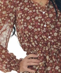 Blu Pepper Tops Sangria Floral Long Sleeve Button Front Blouse 28 Blu Pepper Tops Sangria Floral Long Sleeve Button Front Blouse