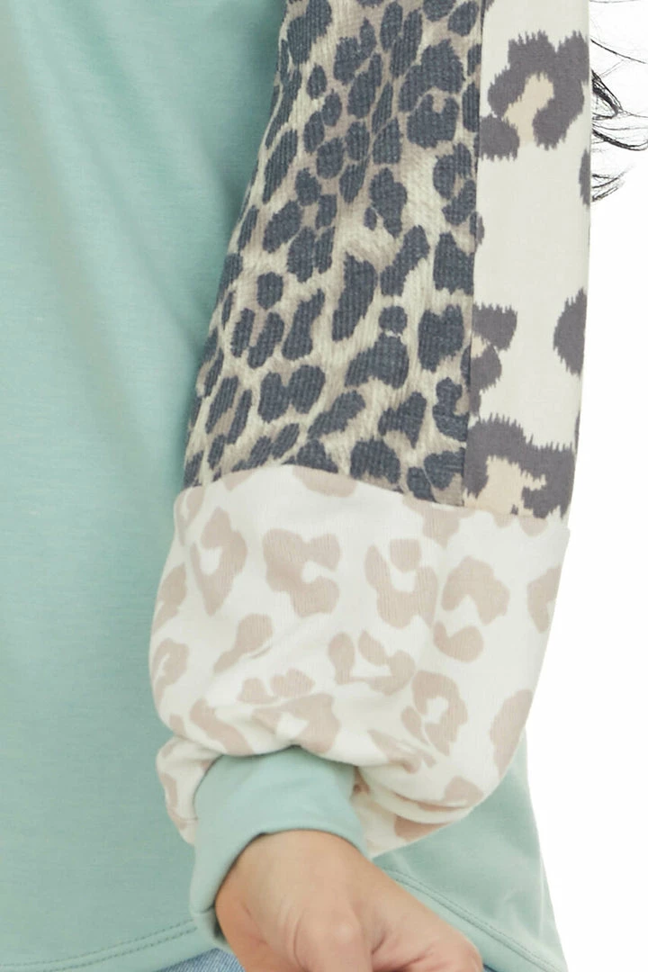 BiBi Sage And Animal Print Bubble Sleeve Knit Top 8 BiBi Sage And Animal Print Bubble Sleeve Knit Top