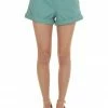 Style Melody Bottoms Jungle Green Paper Bag Elastic Waist Denim Short