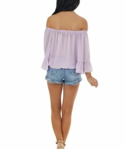 Ninexis Lavender Off The Shoulder Top With Ruffle Detail Tops 15 Ninexis Lavender Off The Shoulder Top With Ruffle Detail Tops