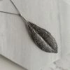 ZAD Accessories Antique Silver Long Textured Leaf Necklace 2 ZAD Accessories Antique Silver Long Textured Leaf Necklace