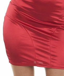 Sweet Lemon Ruby Red Sleeveless Satin Bodycon Mini Dress Dresses