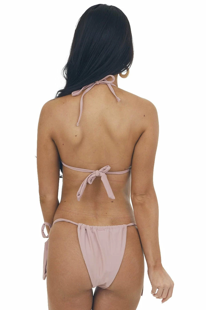 Mermaid Swimwear Dusty Rose Strappy Bikini Set With Front Tie 8 Mermaid Swimwear Dusty Rose Strappy Bikini Set With Front Tie