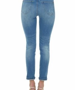 Special A Mid Dark Wash Mid Rise Distressed Skinny Jeans Bottoms
