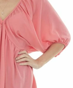 Lovely J Watermelon Pink Loose Fit Babydoll Top Tops 26 Lovely J Watermelon Pink Loose Fit Babydoll Top Tops