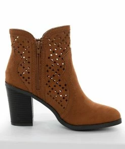 JP ORIGINAL CORP Shoes Spice Faux Suede Perforated High Heel Booties