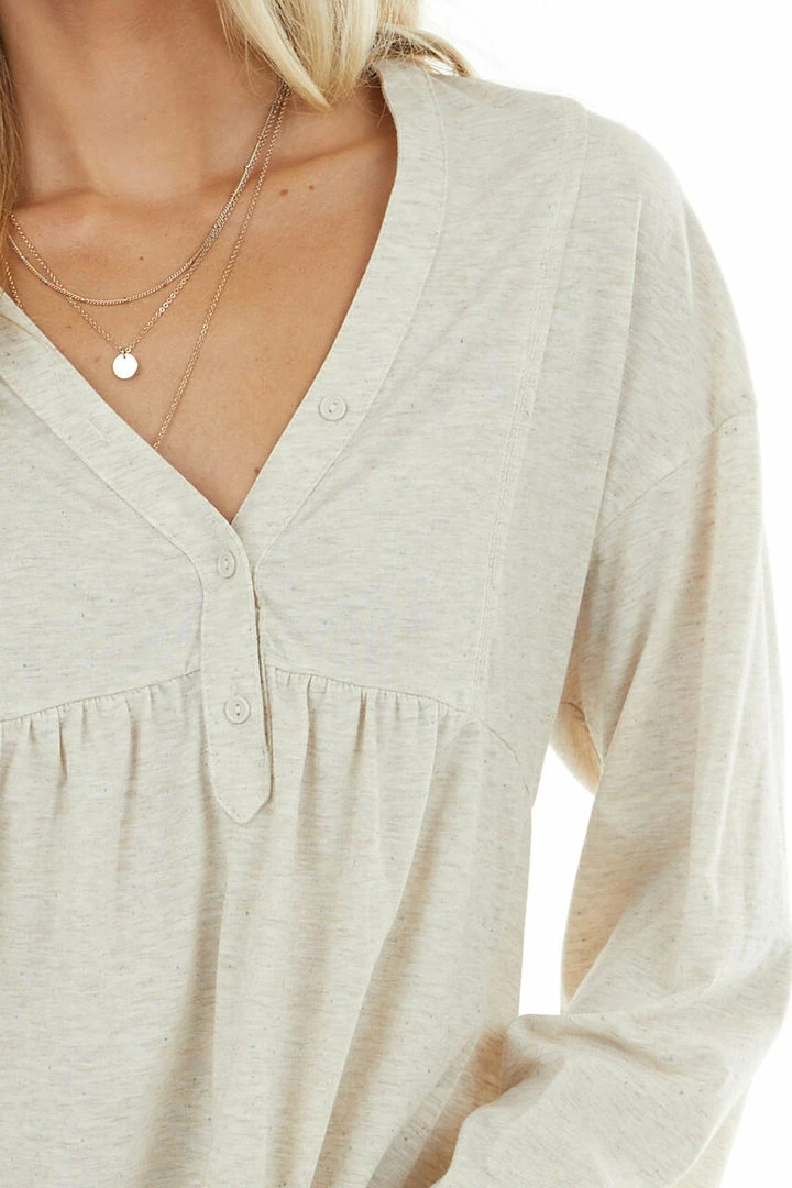 Umgee Heathered Oatmeal Oversized Top With Rainbow Speckles 15 Umgee Heathered Oatmeal Oversized Top With Rainbow Speckles