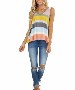 B-Tween Tops Multicolor Striped Sleeveless Super Soft Trapeze Knit Top 31 B-Tween Tops Multicolor Striped Sleeveless Super Soft Trapeze Knit Top