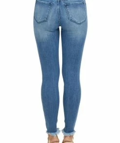 KanCan Bottoms Medium Wash High Rise Distressed Skinny Jeans With Fray
