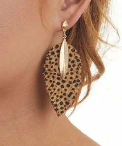 Fame Accessories Cognac Animal Print Feather Drop Earrings 9 Fame Accessories Cognac Animal Print Feather Drop Earrings