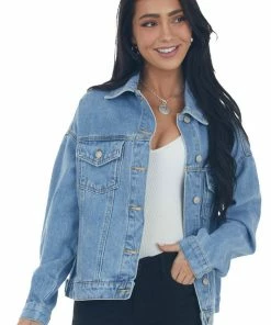 Special A Outerwear Medium Oversized Denim Jacket With Pockets