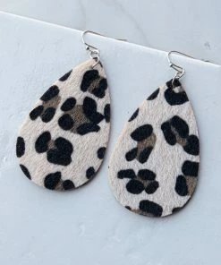 ART BOX Accessories Champagne Leopard Faux Fur Teardrop Earrings