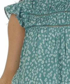 Ces Femme Juniper Ditsy Floral Top With Flutter Sleeves