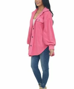 BiBi Watermelon Soft Oversized Button Shirt Jacket Tops